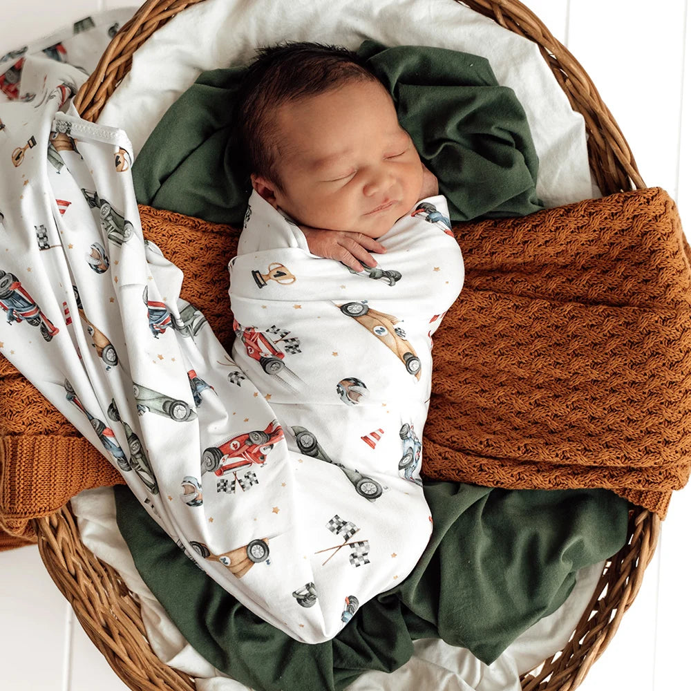 Little Racers Organic Jersey Wrap & Beanie Set - Snuggle Hunny