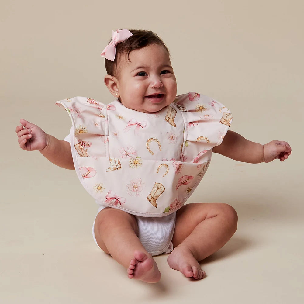 Boots & Bows Frill Snuggle Bib - Snuggle Hunny