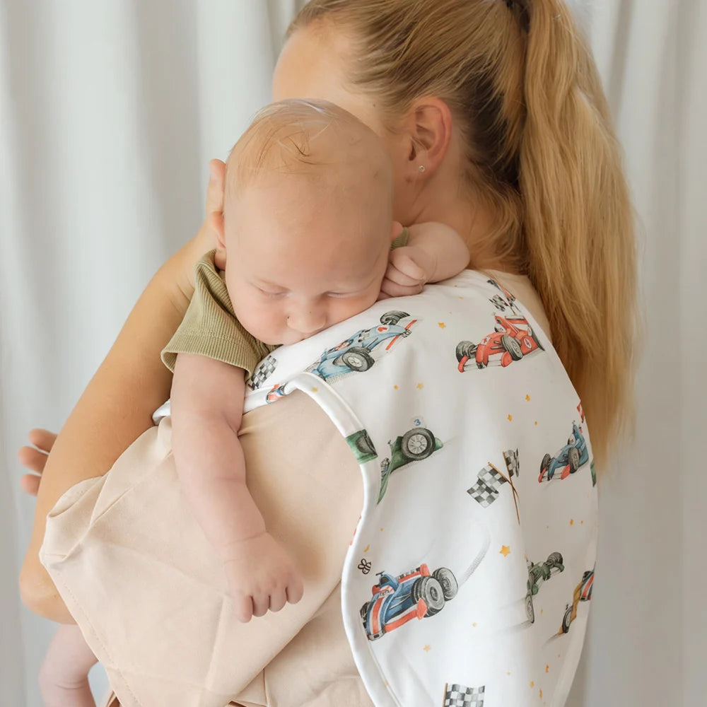 Little Racers Organic Cotton Burp Cloth - Snuggle Hunny