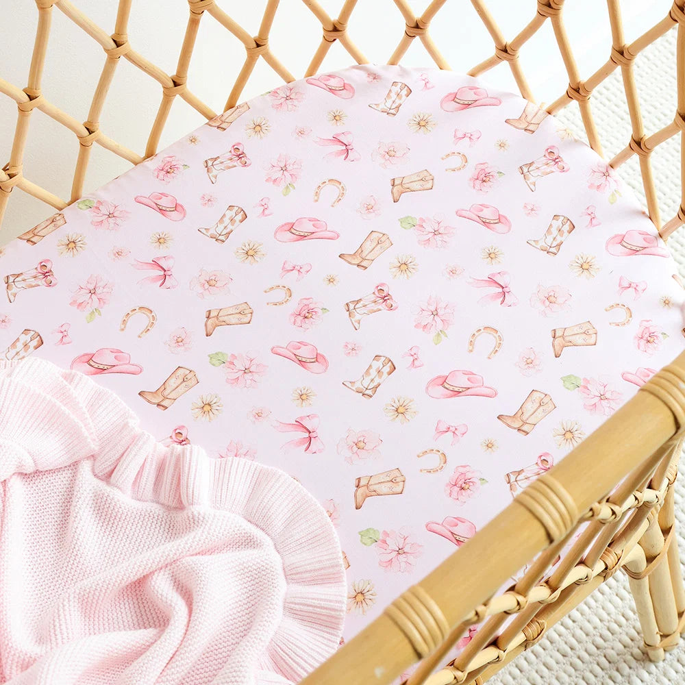 Boots & Bows Organic Bassinet Sheet / Change Pad Cover - Snuggle Hunny