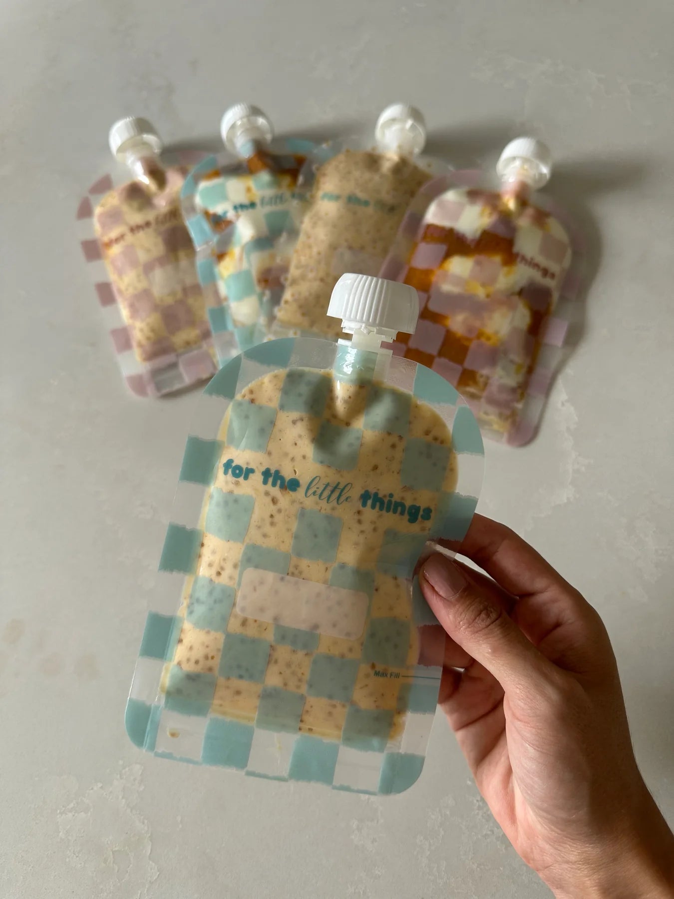 Sinchies Reusable Food Pouch (150ml) - Checkmate Blush