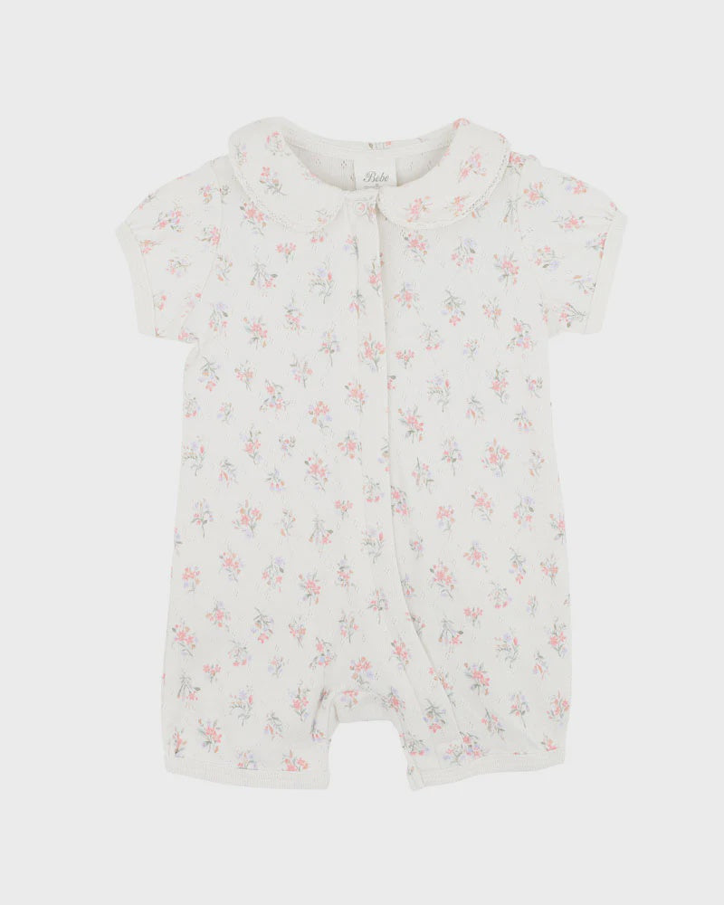 Anya Ditsy Print Organic SS Zip Romper