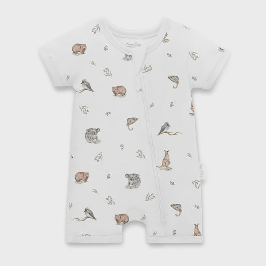Australian Native Animals  SS Zip Romper