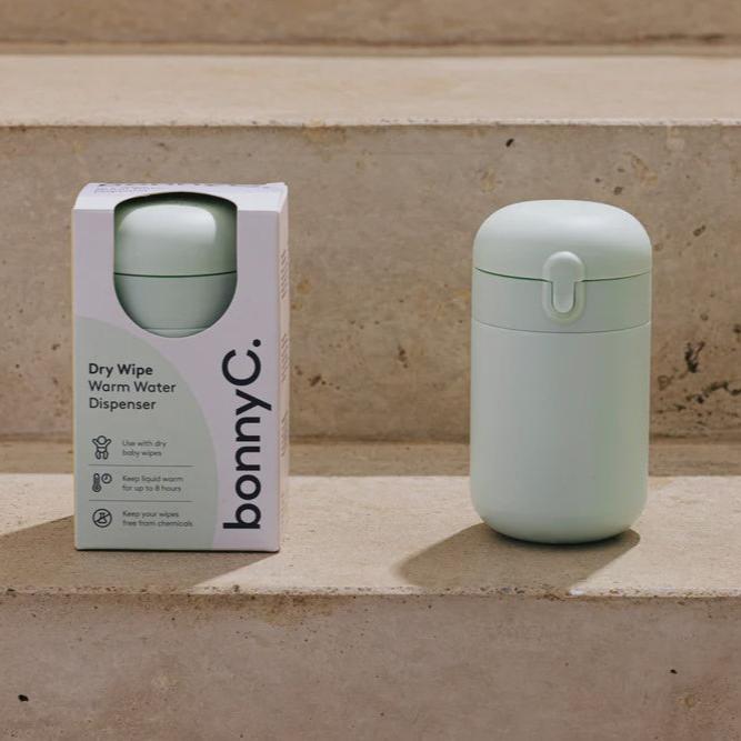 BonnyC Portable Warm Water Dispenser - Perfect for using dry wipes on-the-go, designed by mums for mums.