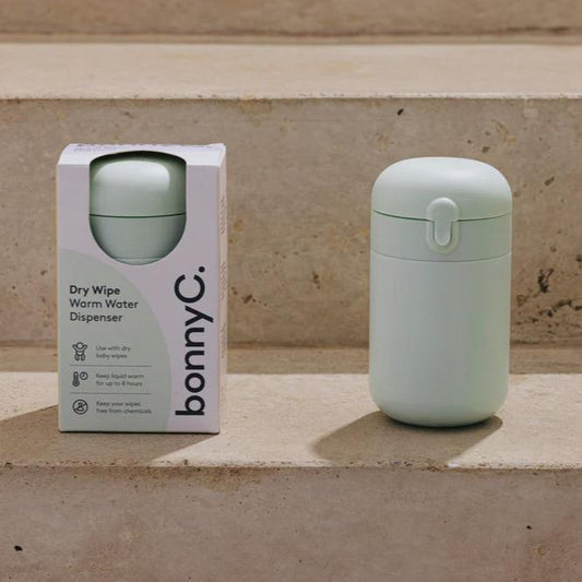 BonnyC Portable Warm Water Dispenser - Perfect for using dry wipes on-the-go, designed by mums for mums.