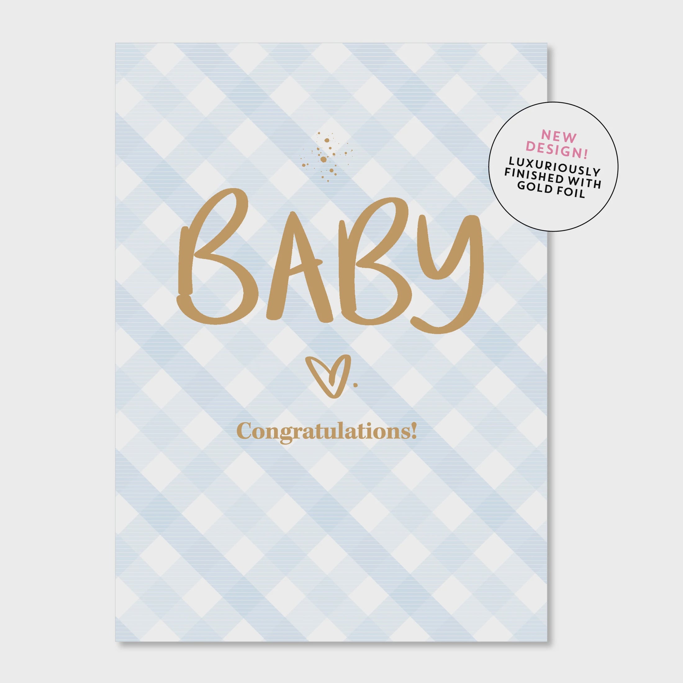 Baby Gingham Heart - Blue - Greeting Card
