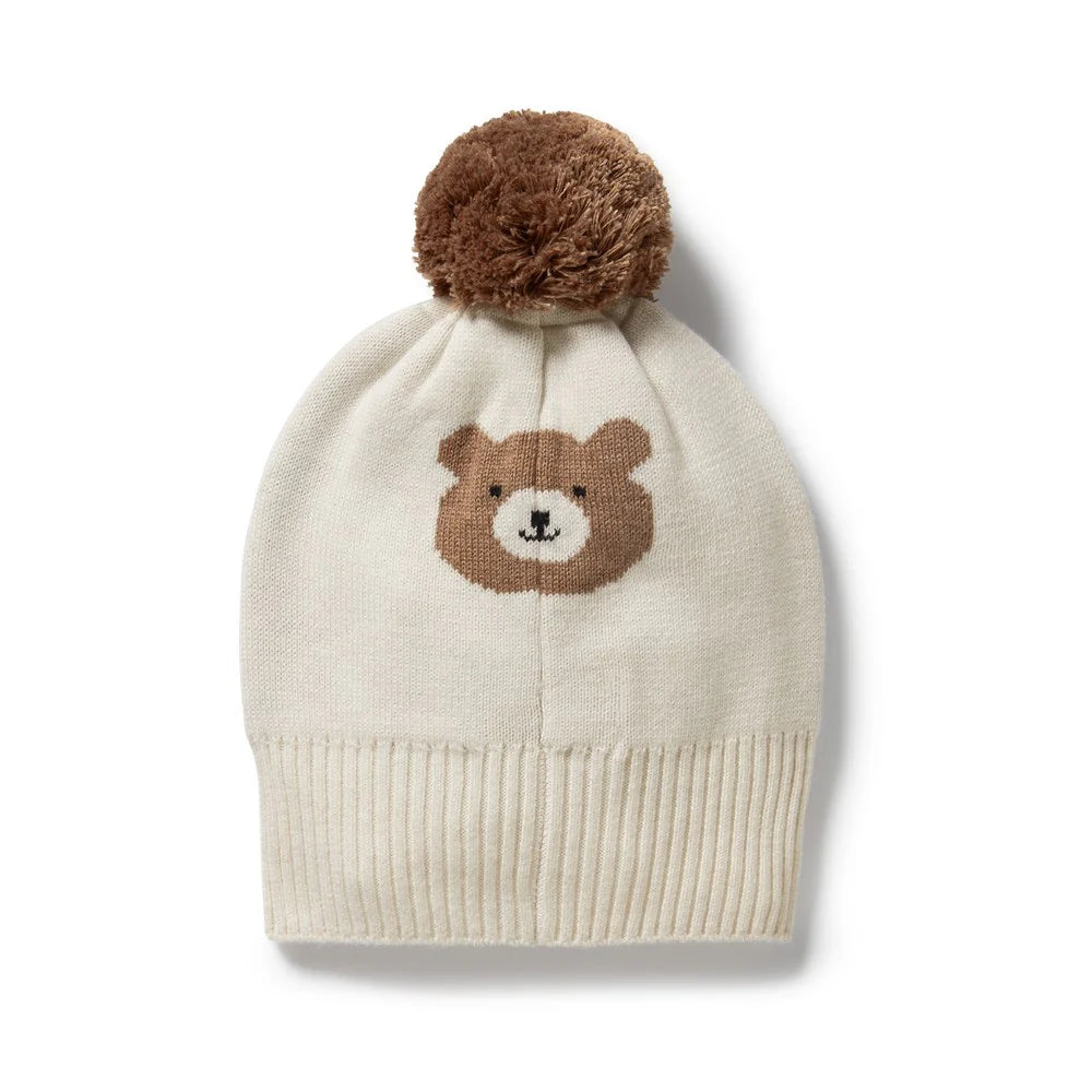 Beary Cute Organic Knitted Jacquard Hat