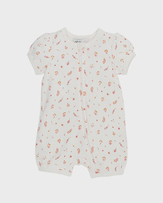 Billie Ditsy Print Organic S/S Zip Romper