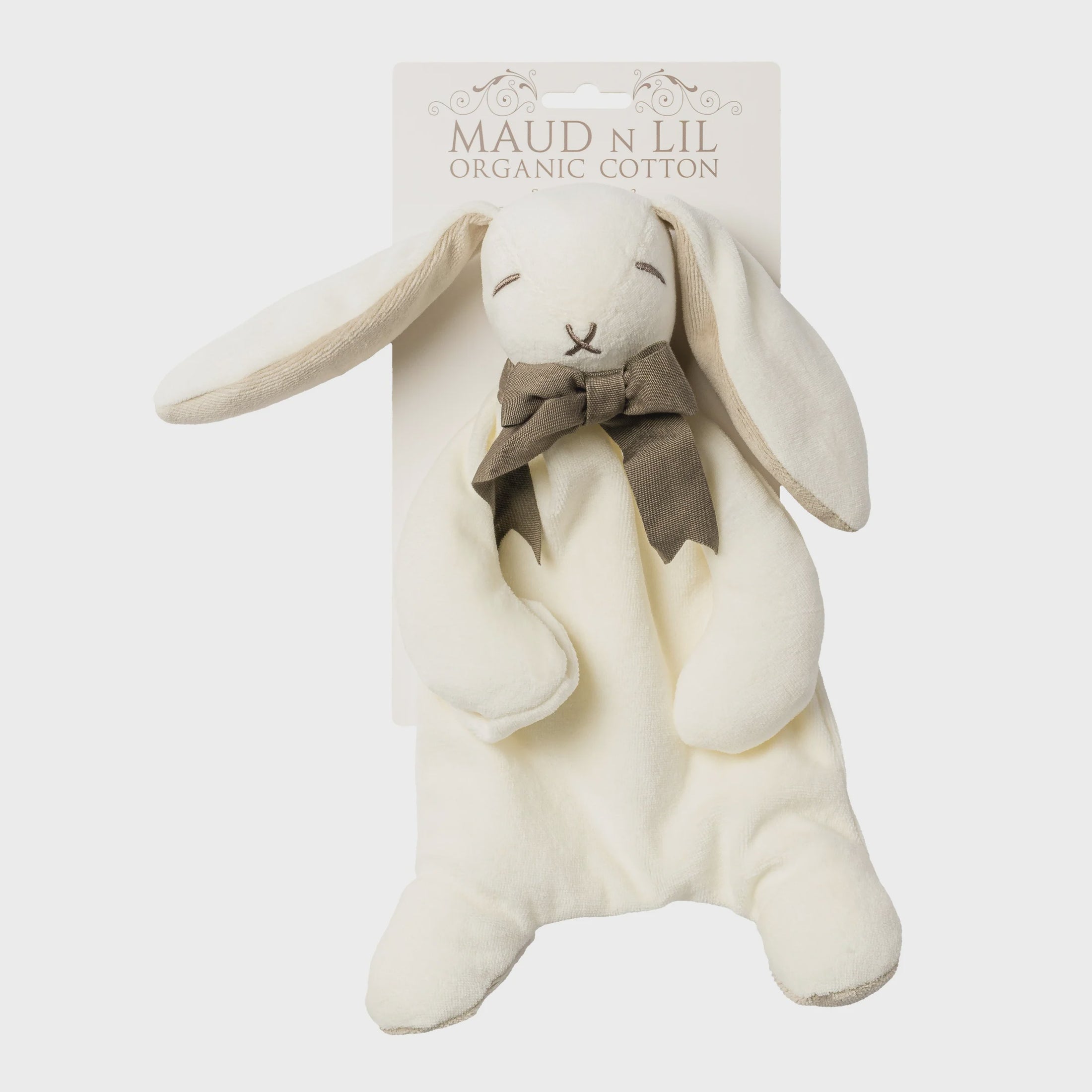 Grey Bunny Dummy Clip Comforter Toy Organic Cotton 30cm