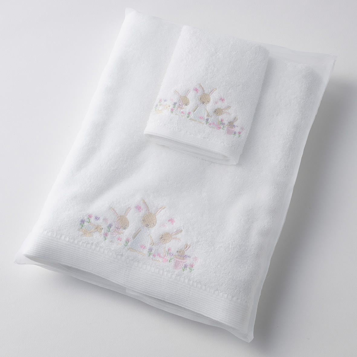 Bunny Garden | Baby Bath Towel & Face Washer In Organza Bag