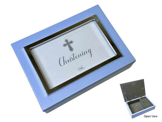 Blue - Christening Keepsake Jewellery Box