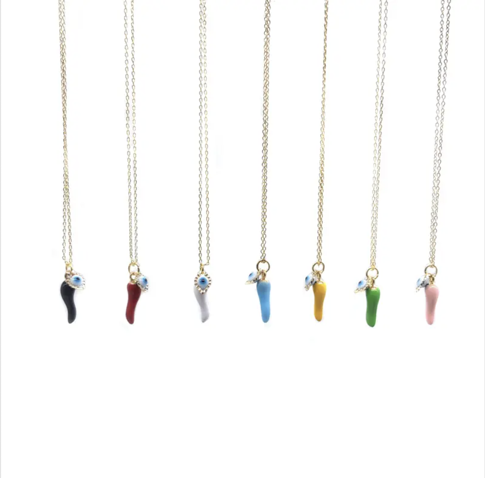 Red Cornicello & Mati Necklace