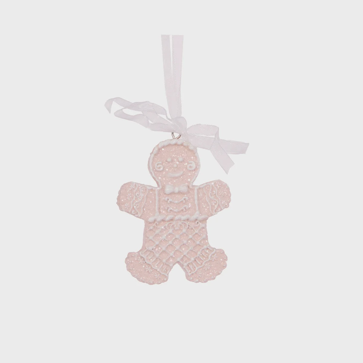Pink Gingerbread Man Hanging Christmas Tree Ornament - Holly & Ivy