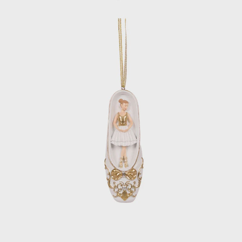 White & Gold Ballerina Ballet Ornament - Holly & Ivy