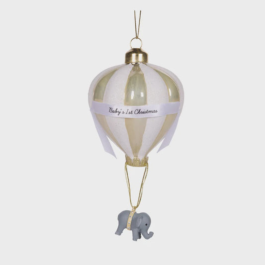 Lemon Baby's 1st Christmas - Hot Air Balloon Tree Ornament - Holly & Ivy