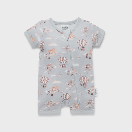 Flying Friends SS Zip Romper