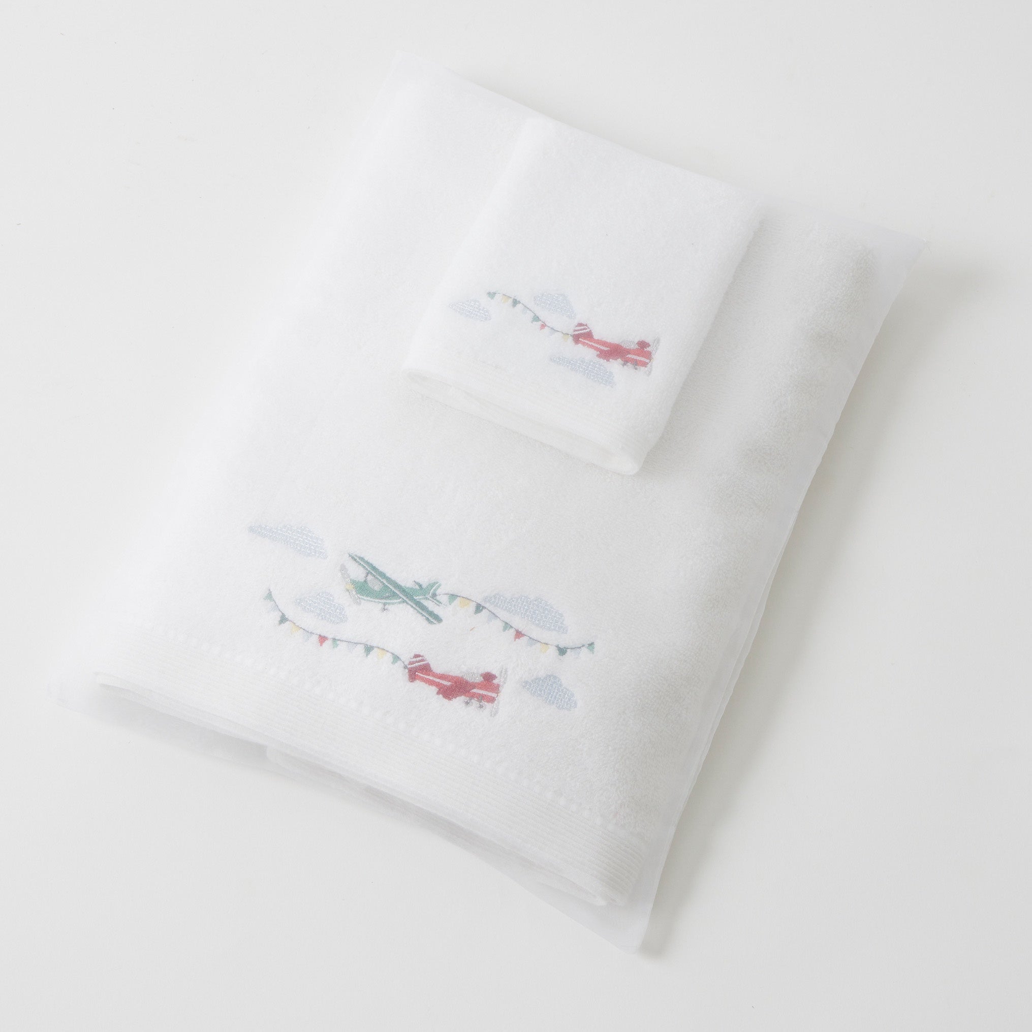 Flying High | Baby Bath Towel & Face Washer In Organza Bag