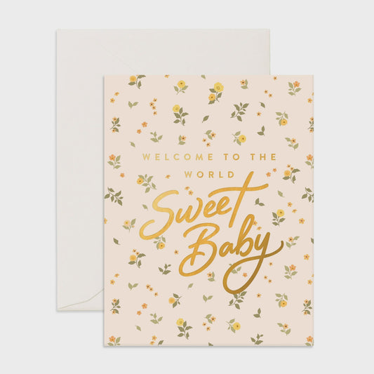 Welcome Sweet Baby - Broderie - Greeting Card - Fox & Fallow