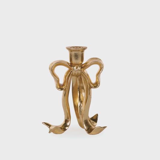 Gilded Bow Candle Holder - 20cm