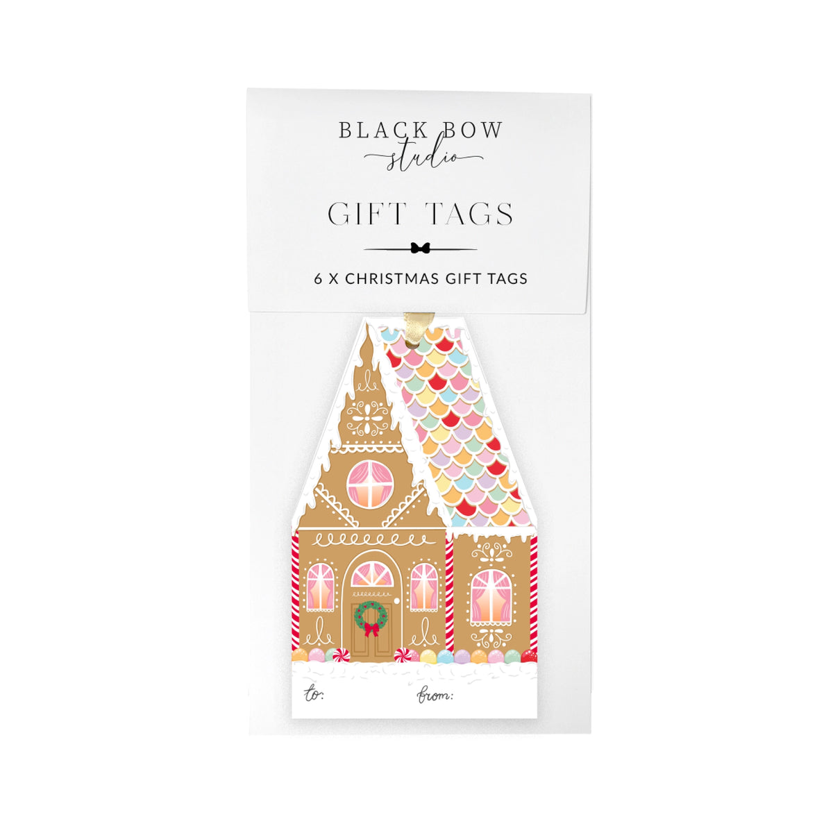Gingerbread House Christmas Gift Tags - Set of 6
