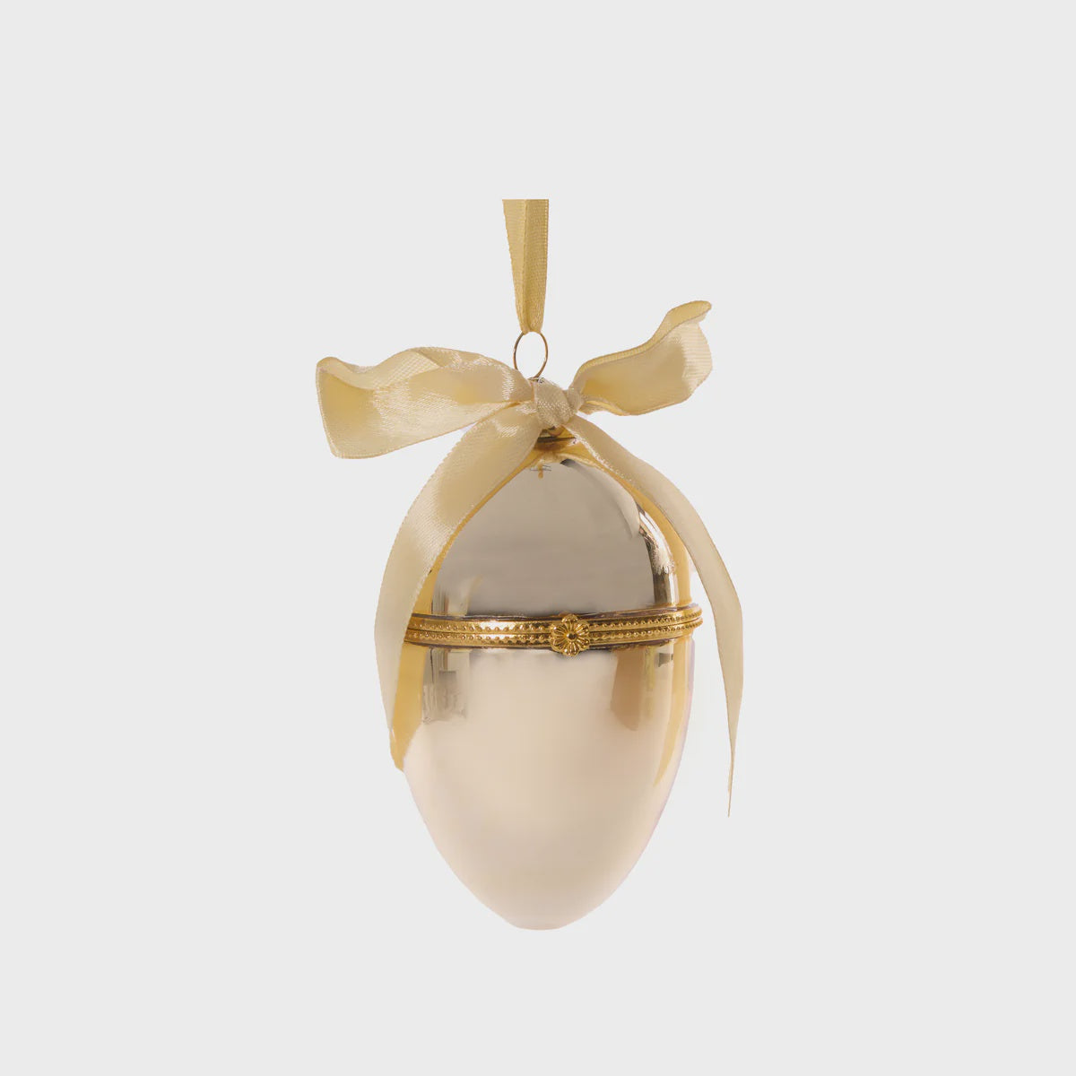 Glass Gold Hanging Egg Box With Bow