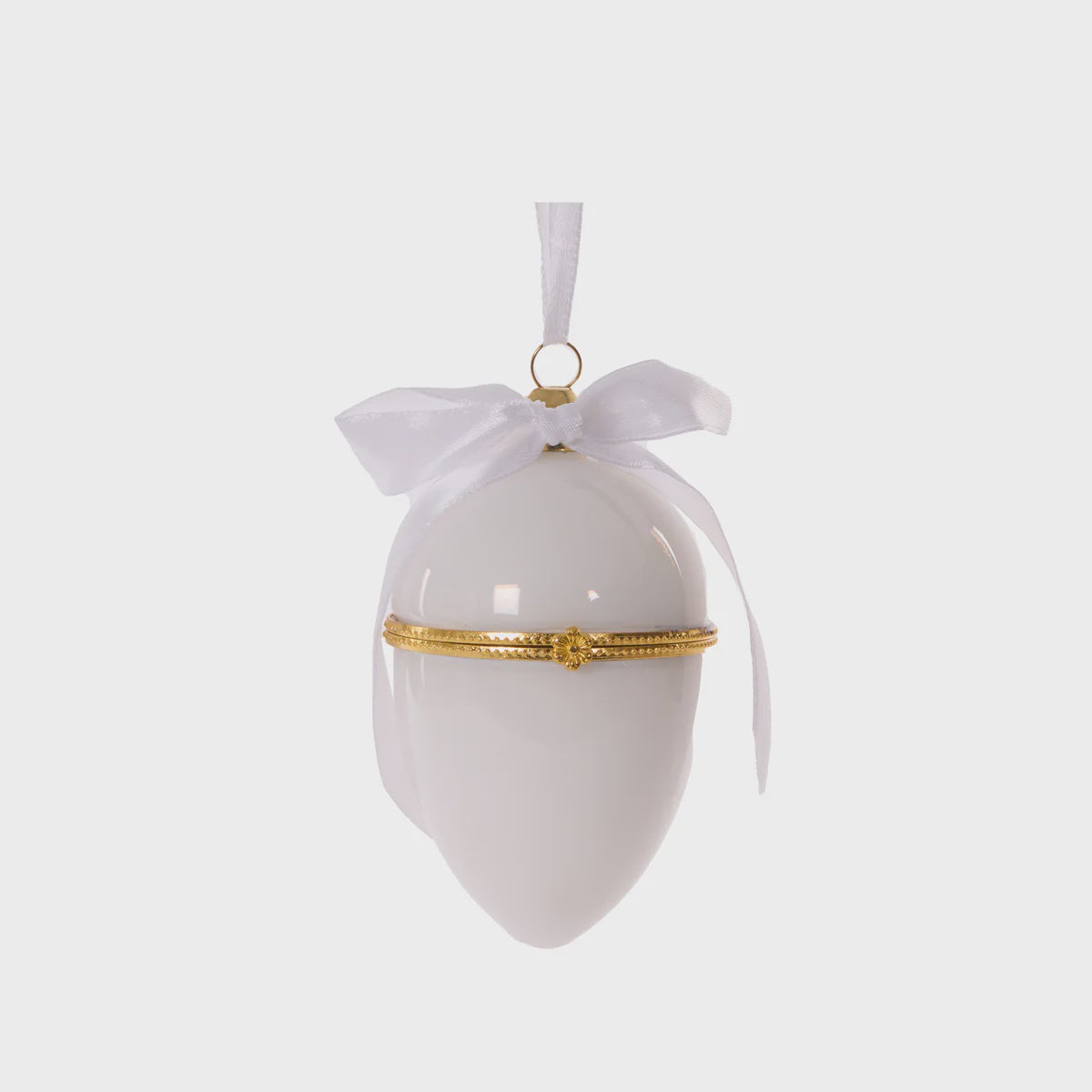 Glass White Hanging Egg Box With Bow