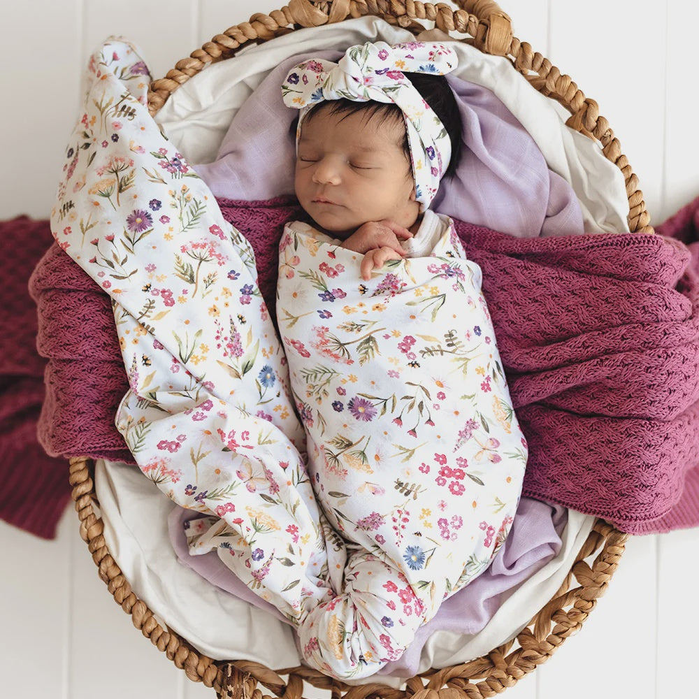 Gracie Organic Jersey Wrap & Topknot Set - Snuggle Hunny