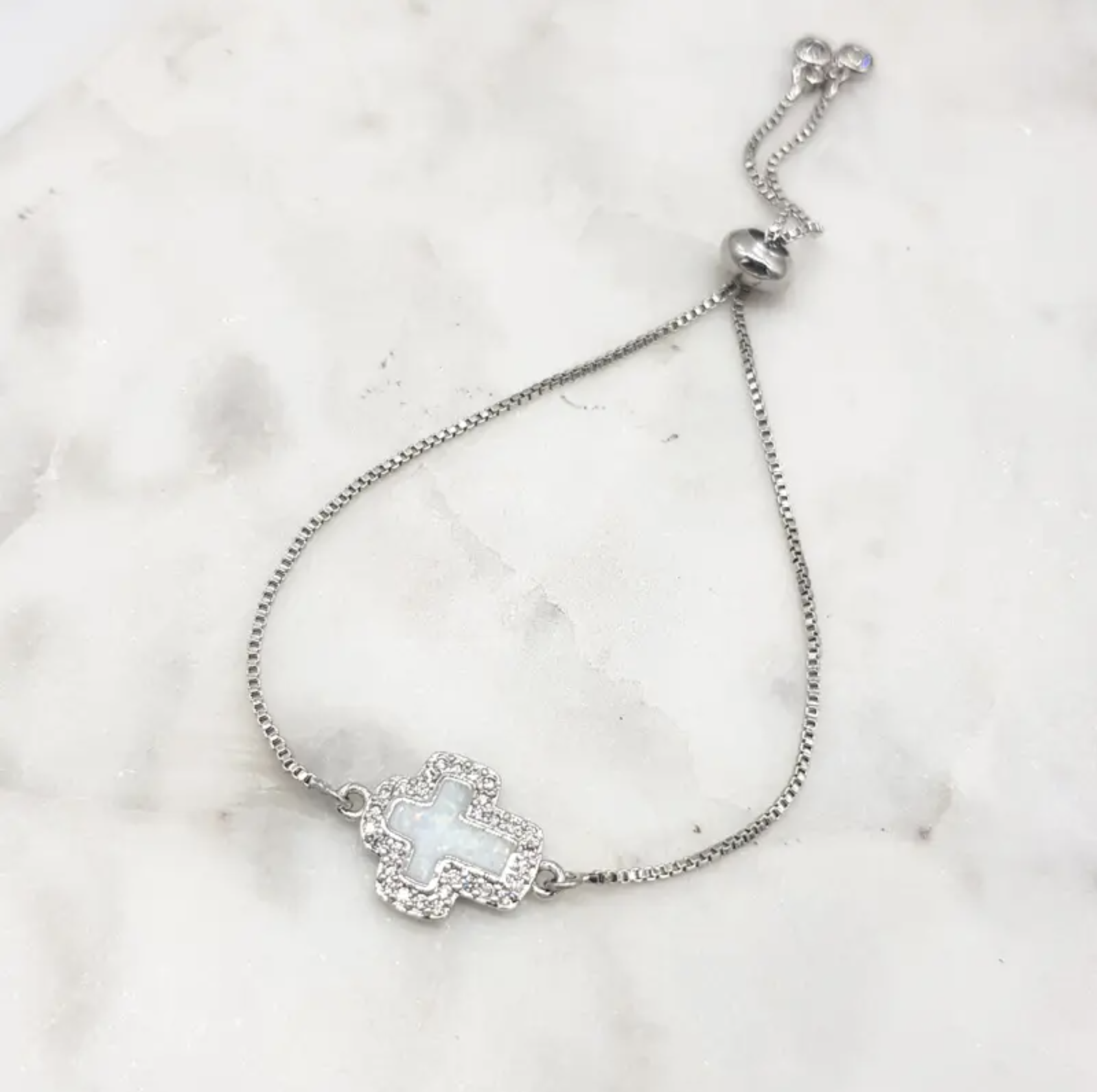 Holy Cross Opalite Cubic Zirconia Bracelet