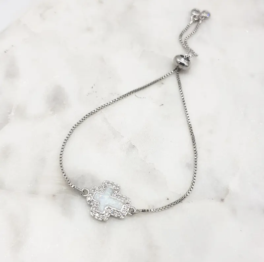 Holy Cross Opalite Cubic Zirconia Bracelet