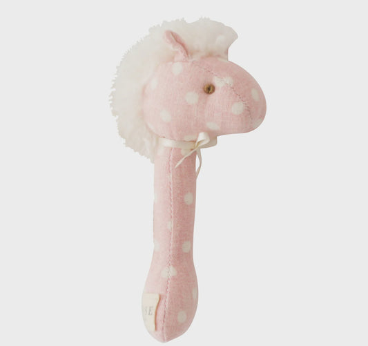 Horse Stick Rattle - Pink White Spot