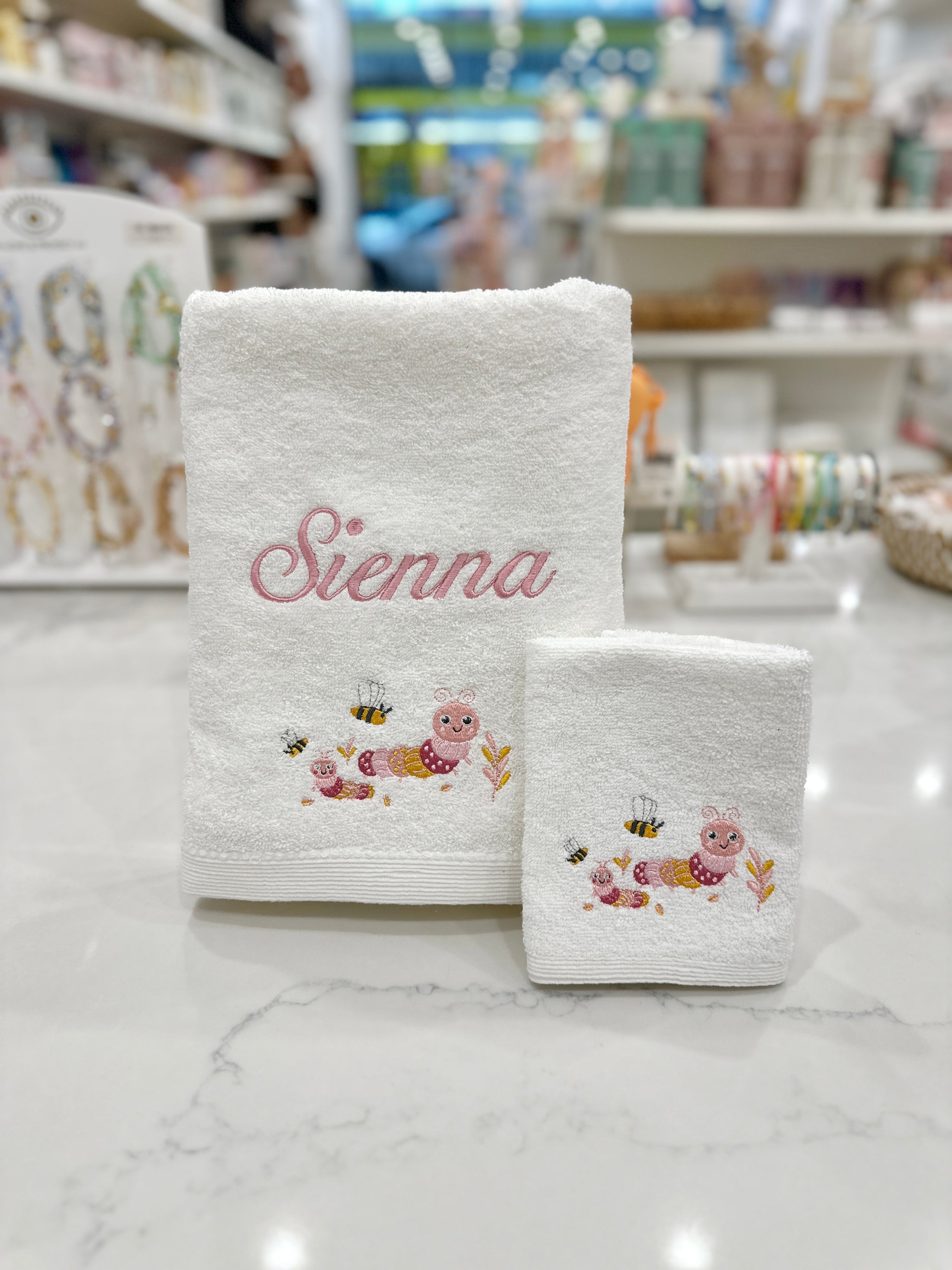 Personalised Embroidery - Bath Towel & Face Washer In Organza Bag