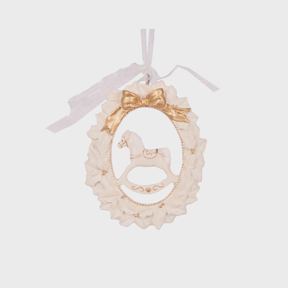 Ivory Rocking Horse Hanging Christmas Ornament