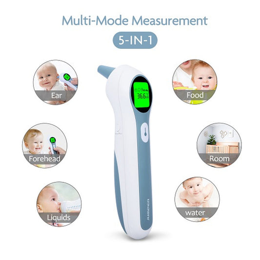 Dual Mode Infrared Thermometer with LCD screen for forehead and ear by Jumper, measures in Celsius and Fahrenhei