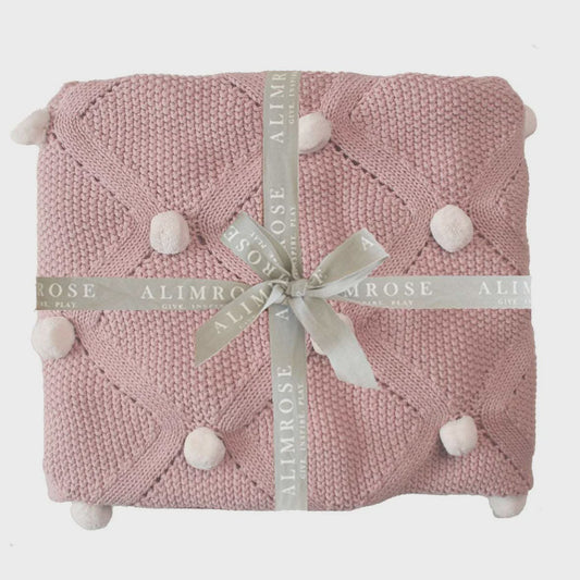 Pom Pom Baby Blanket - Petal & Ivory