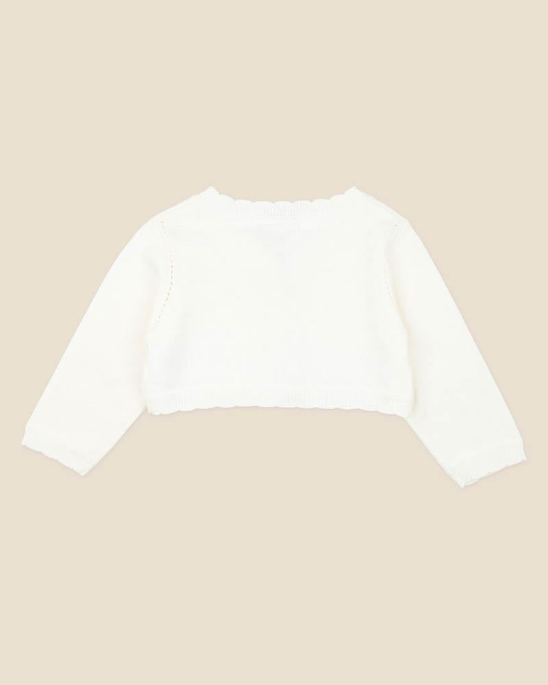 Ivory Scalloped Edge Knitted Cardigan