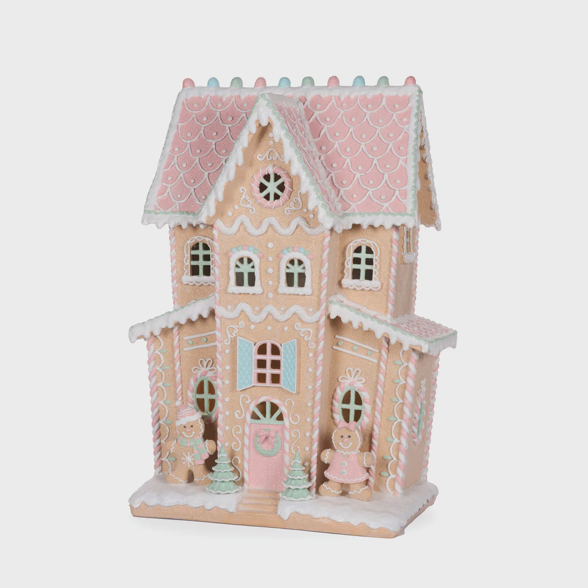 LED Piped Pastel Gingerbread Mansion