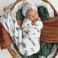 Load image into Gallery viewer, Little Racers Organic Jersey Wrap & Beanie Set - Snuggle Hunny
