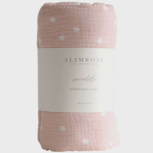 Muslin Swaddle - Starry Night - Pink Petal