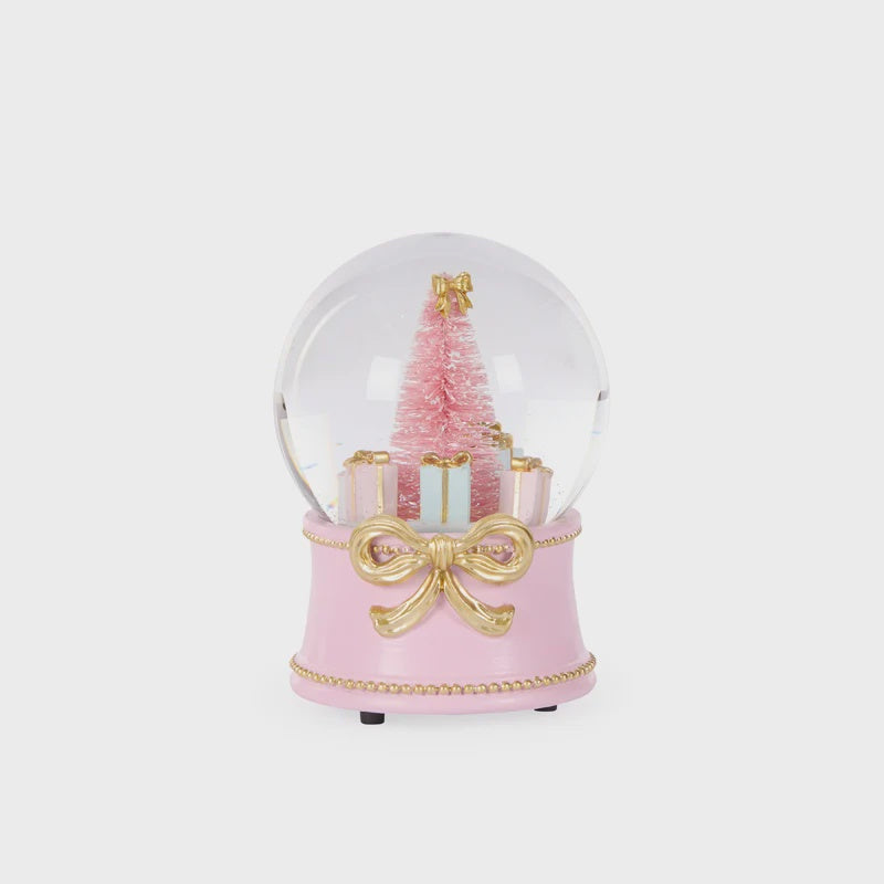 Musical Champagne And Pink Bow Snow Globe - Holly & Ivy