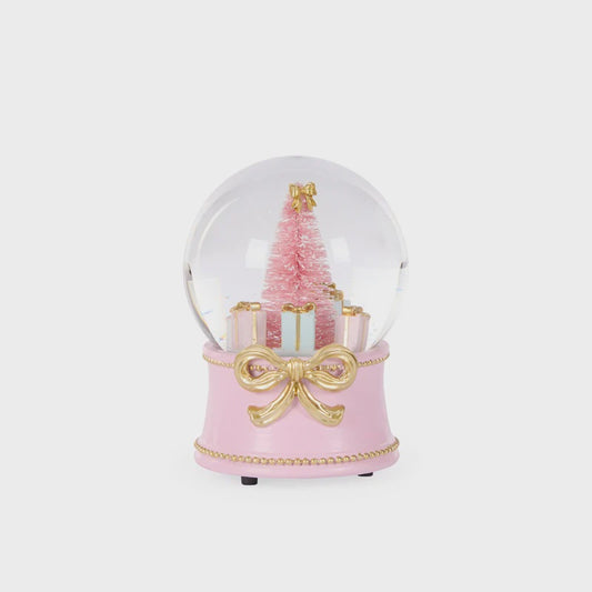 Musical Champagne And Pink Bow Snow Globe - Holly & Ivy