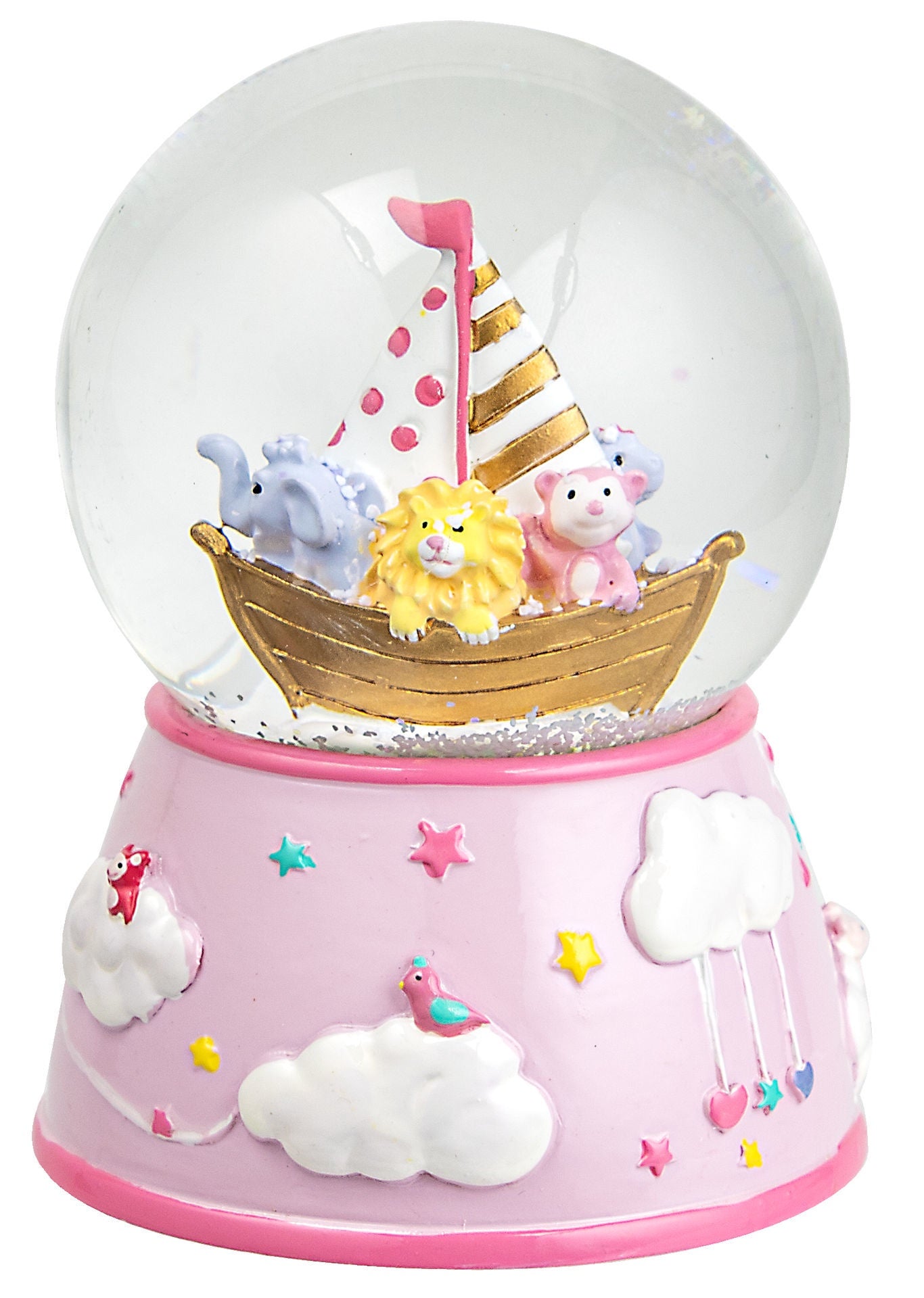 Musical Snow Globe - Pink Noah's Ark