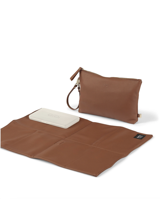 Nappy Changing Pouch - Chestnut Brown Vegan Leather - OiOi