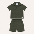 Load image into Gallery viewer, Tiny Tribe Olive Textured Shirt & Shorts Sets
