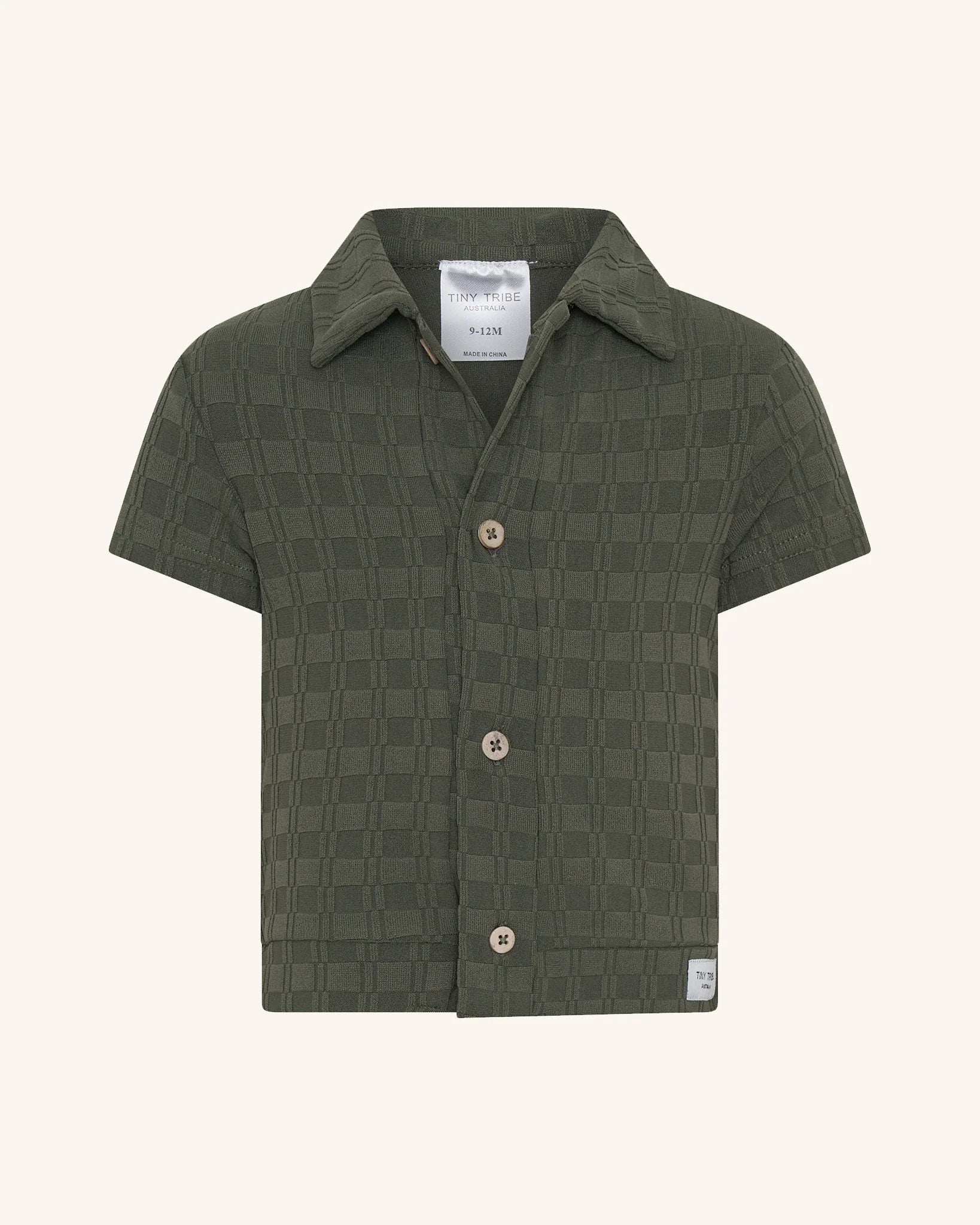 Tiny Tribe Olive Textured Shirt & Shorts Sets