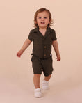 Load image into Gallery viewer, Tiny Tribe Olive Textured Shirt & Shorts Sets
