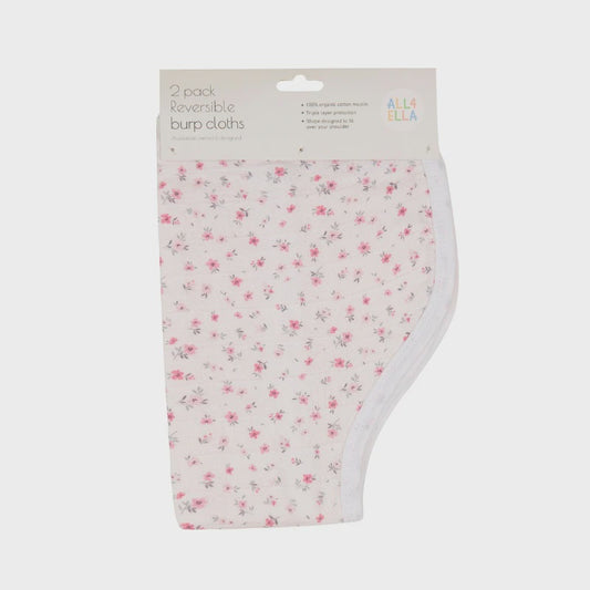 Organic Burp Cloth 2PK - Pink Petals