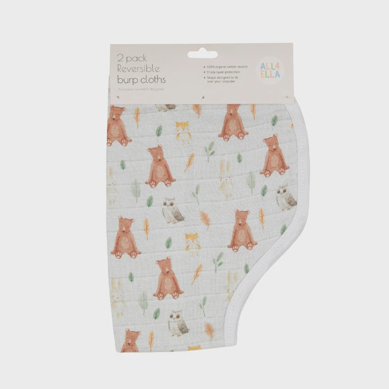 Organic burp cloth 2PK - Forest Friends