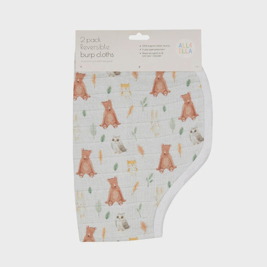 Organic burp cloth 2PK - Forest Friends