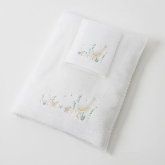 Paddling Ducks | Baby Bath Towel & Face Washer In Organza Bag