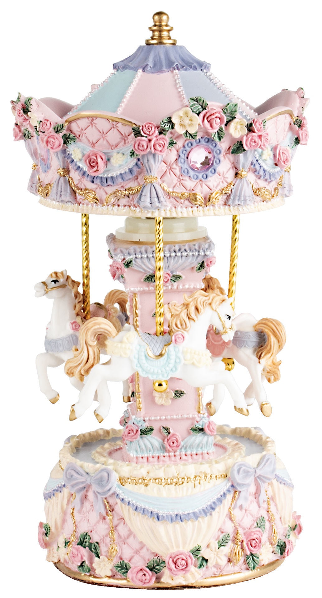 Pastel Spinning Horse Musical Carousel